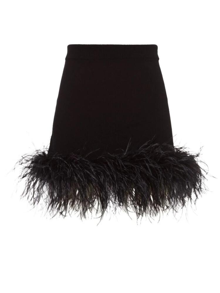 Miu Miu feather-trim cashmere-blend mini skirt - Black Cover