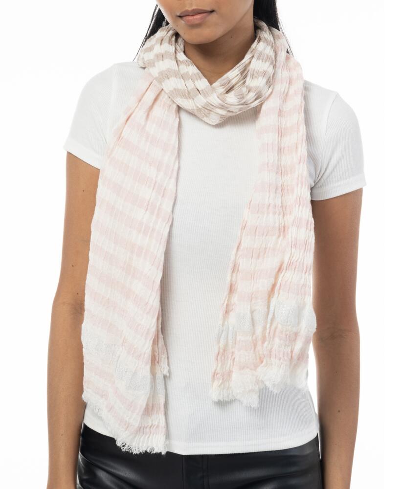 Style & Co Women's Striped Fringe-Trim Scarf, Created for Macy's - Blush Cover