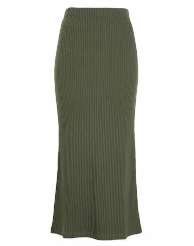 8 By Yoox Ribbed Low-waist Maxi Skirt Woman Midi skirt Military green Organic cotton, Elastane Cover