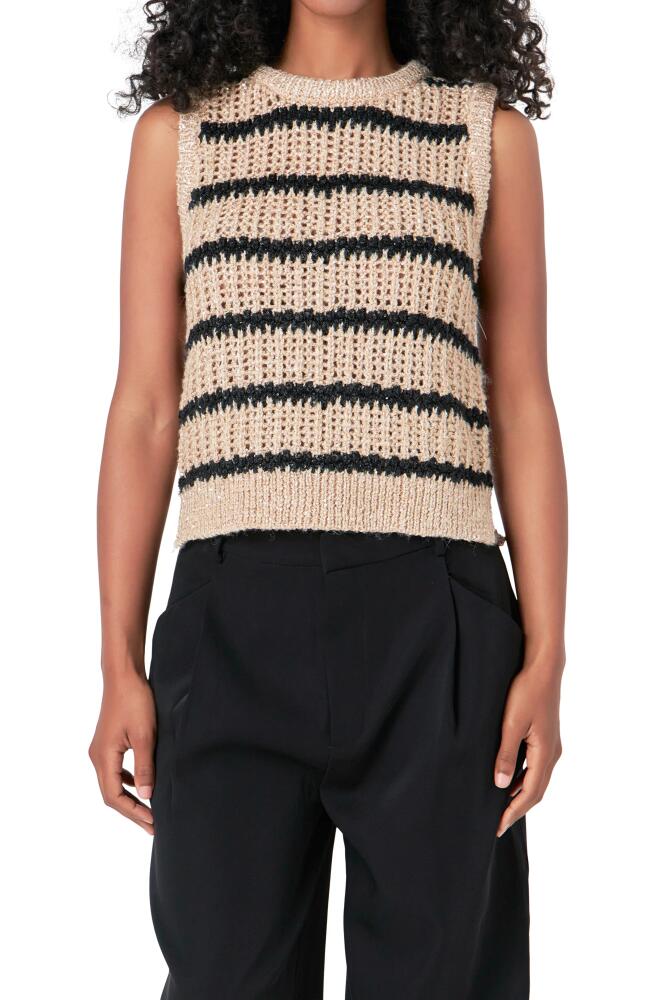 Endless Rose Sequin Stripe Sweater Vest in Taupe/Black Cover