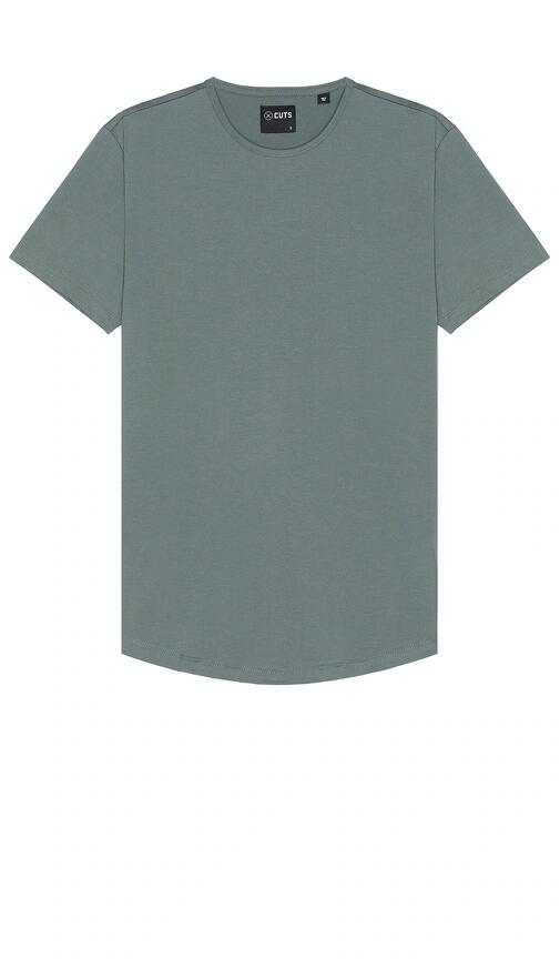 Cuts AO Curve Hem Tee in Green Cover