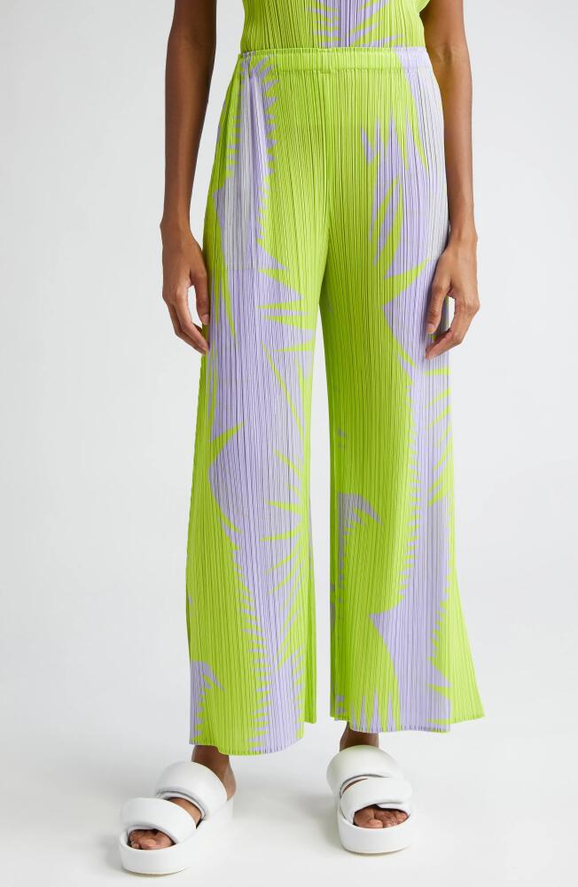 Pleats Please Issey Miyake Piquant Print Pleated Wide Leg Pants in Purple Onion Cover