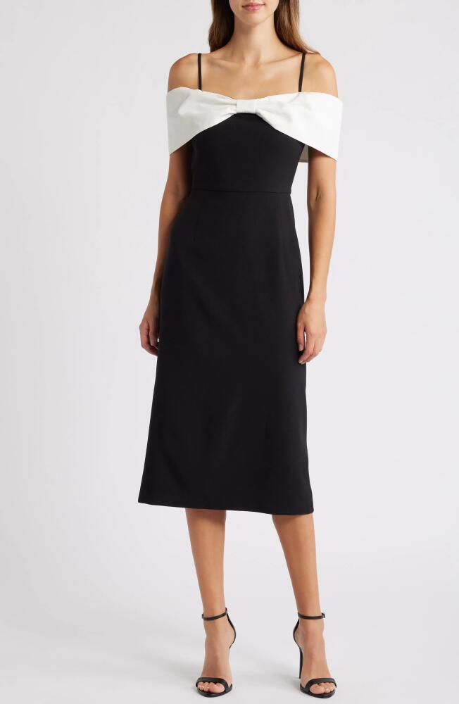 Julia Jordan Bow Colorblock Off the Shoulder Dress in Black Ivory Cover