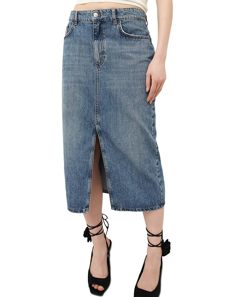 Marella Neige Denim Front Slit Midi Skirt Cover