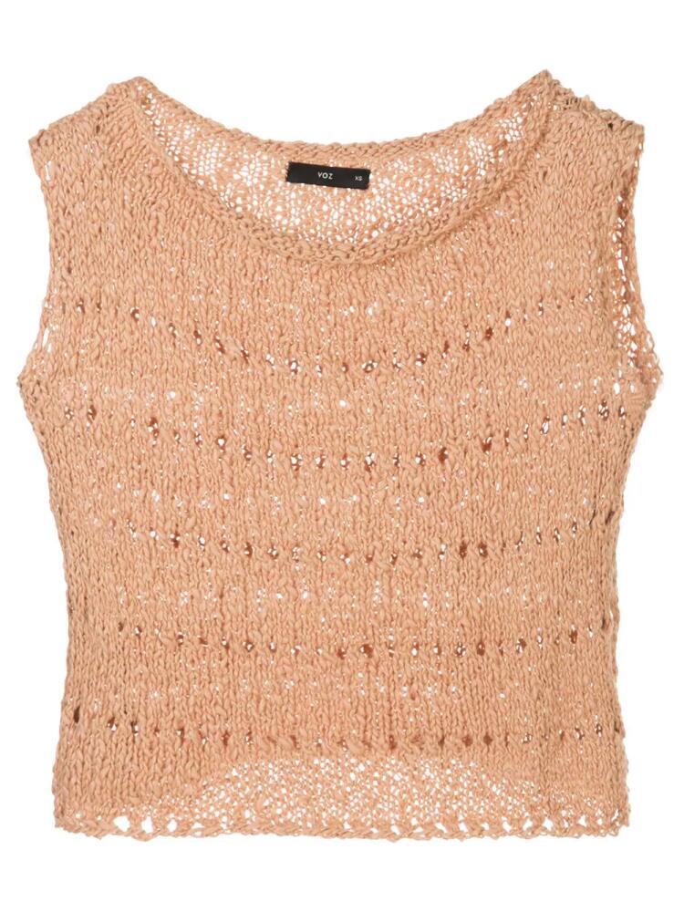 VOZ open knit crop top - Brown Cover