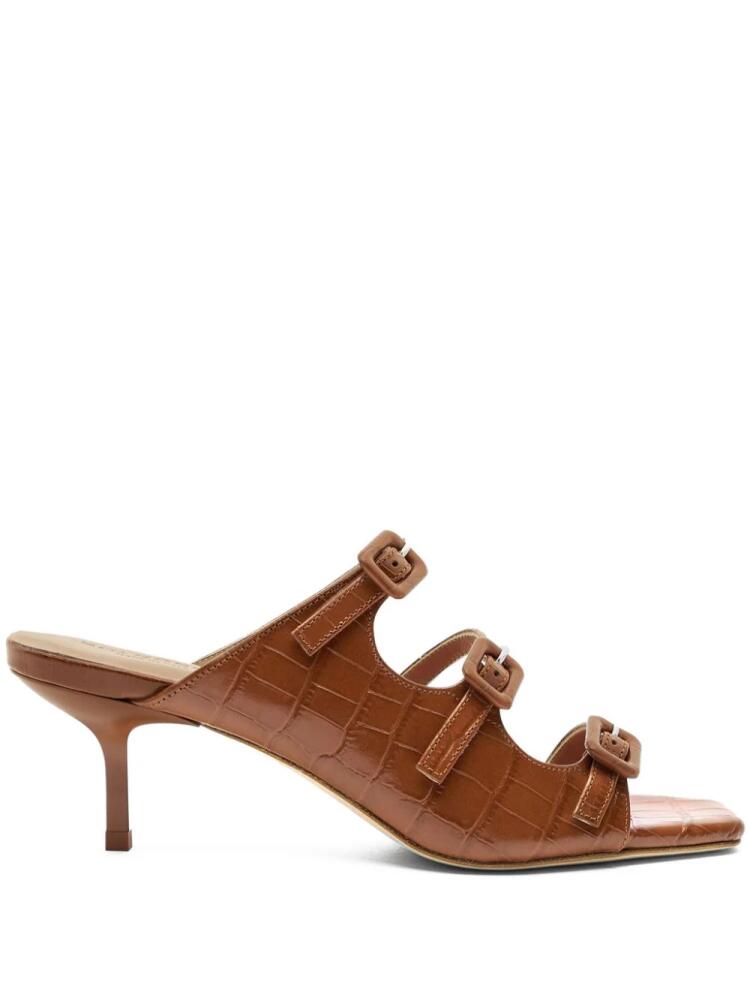 Scarosso Manuela 60mm crocodile-effect mules - Brown Cover