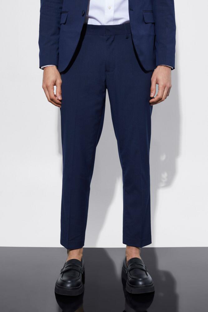 boohoo Mens Slim Cropped Suit Pants - Navy Cover