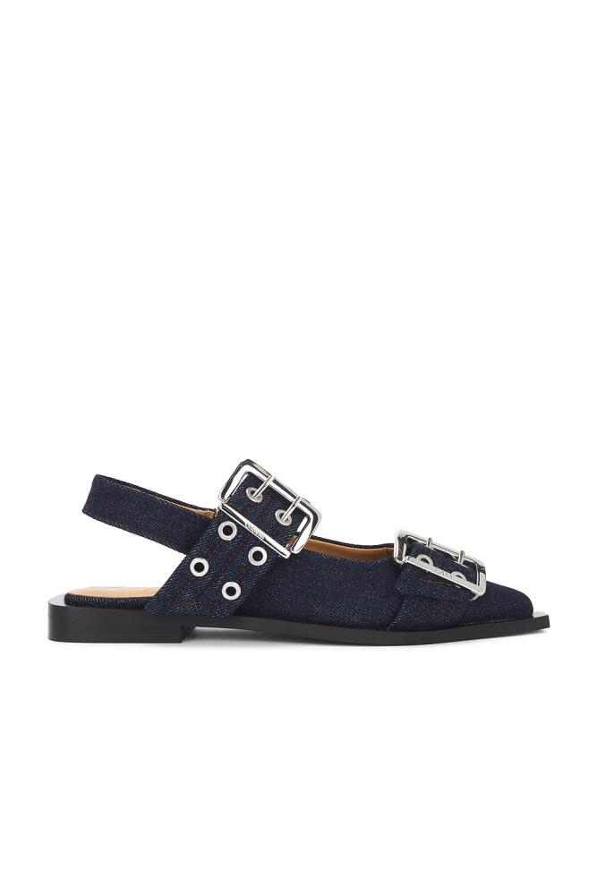 Ganni Denim Buckle Ballerina Flat in Blue Cover