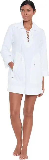 LAUREN Ralph Lauren Lace Up Tunic Cover Up (White) Women's Swimwear Cover