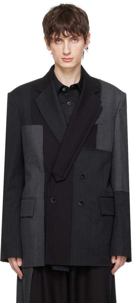 Feng Chen Wang Black Double-Breasted Blazer Cover