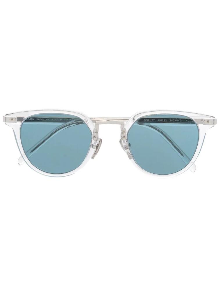 Prada Eyewear round-frame blue-tinted sunglasses - White Cover