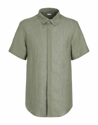 8 By Yoox Linen S/sleeves Regular-fit Shirt Man Shirt Military green Linen Cover