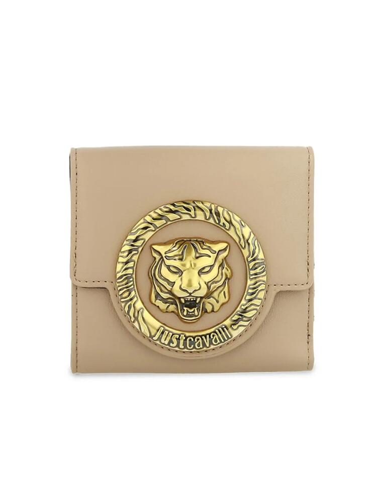 Just Cavalli Women's Logo Plaque Compact Wallet - Taupe Cover