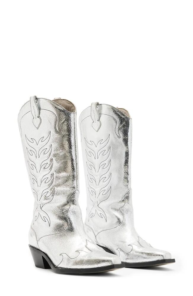 AllSaints Dolly Cowboy Boot in Metallic Silver Cover