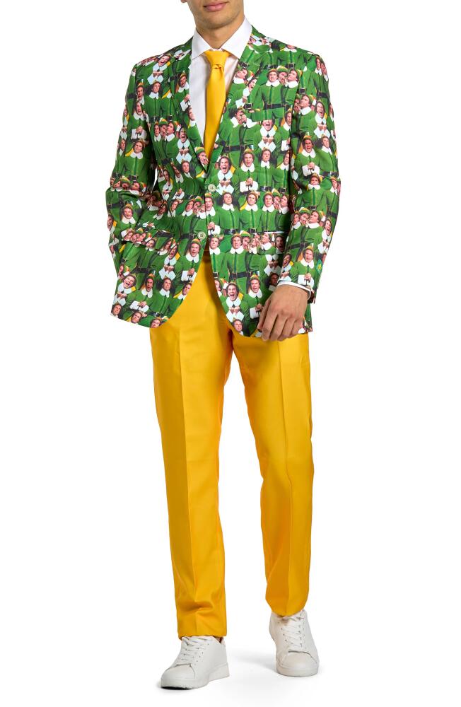 OppoSuits 'Elf' Movie Print Two-Piece Suit & Tie in Yellow Cover