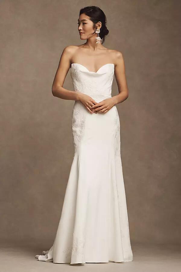 Jenny Yoo Naomi Strapless Crepe Wedding Gown Cover