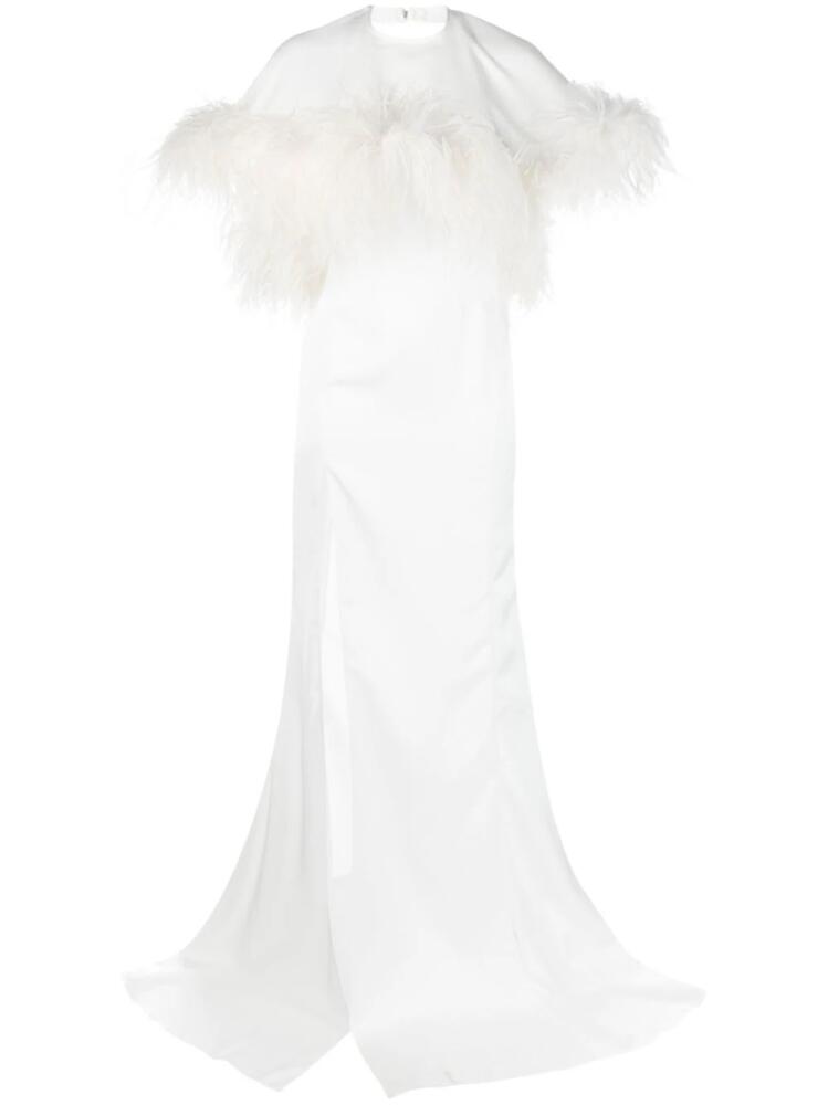 The Attico feather-trim cut-out gown - White Cover