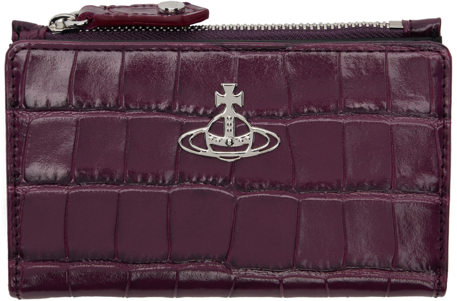 Vivienne Westwood Purple Crocodile Slim Flap Card Holder Cover