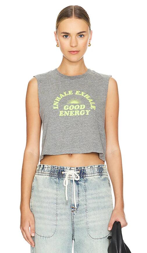 Spiritual Gangster Good Energy Callie Crop Tank in Grey Cover