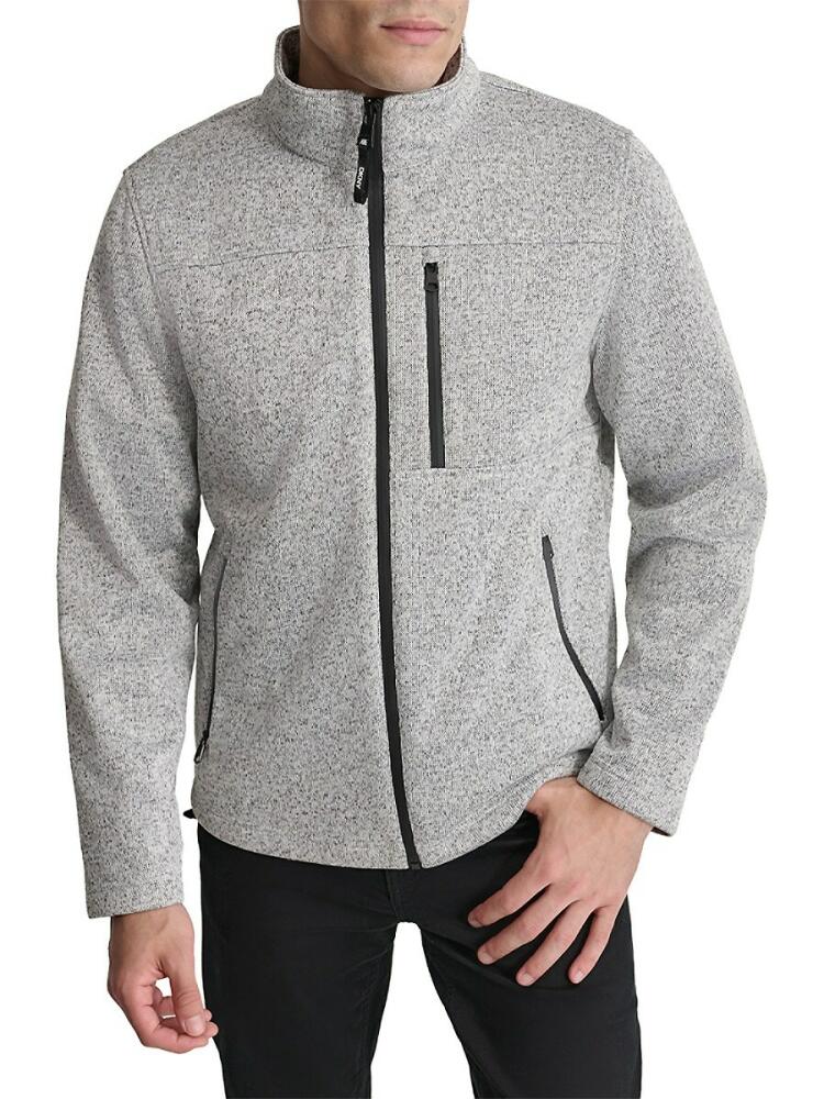 DKNY Men's Knit Zip Fleece Jacket - Light Grey Cover