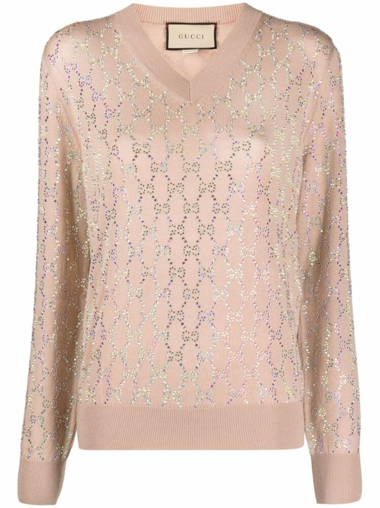 Gucci GG crystal-embroidered wool jumper - Pink Cover