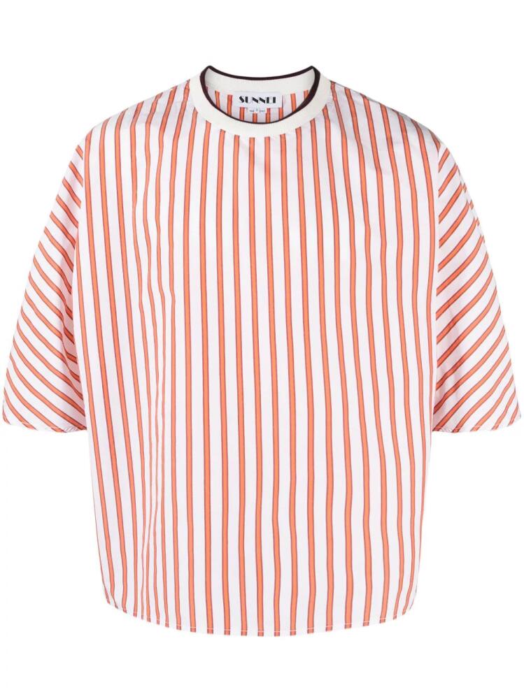 Sunnei striped crew-neck T-shirt - White Cover