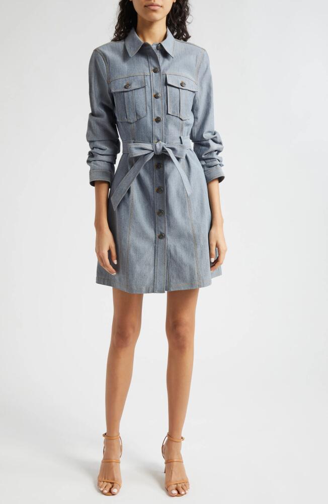 Cinq à Sept Clea Belted Denim Shirtdress in Light Indigo Cover