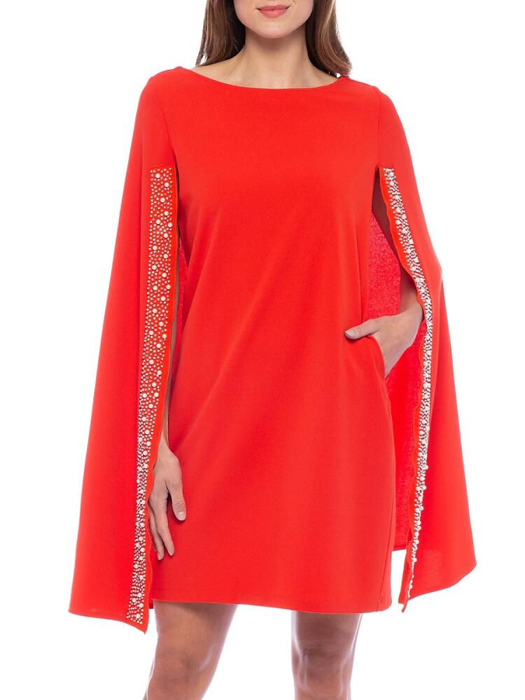 Marina Women's Scuba Crepe Cape Shift Dress - Red Cover