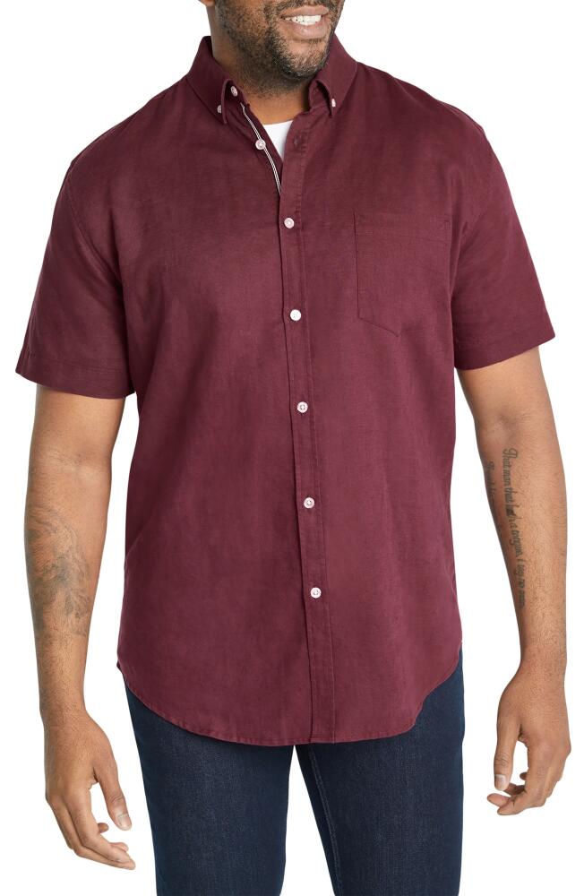 Johnny Bigg Fresno Short Sleeve Linen Blend Button-Down Shirt in Pinot Cover