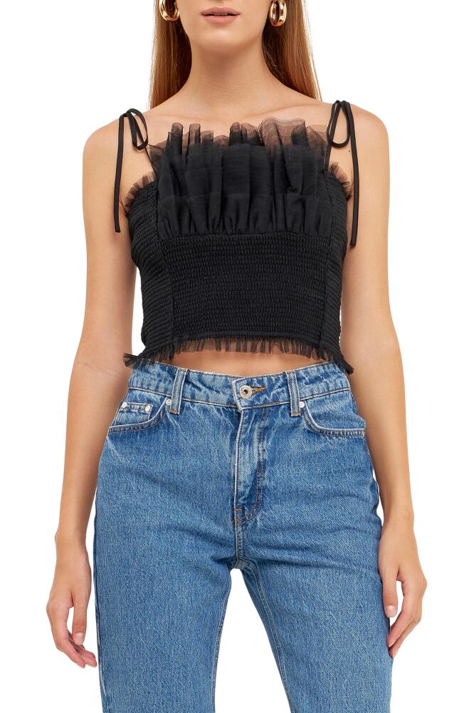 Endless Rose Tulle Crop Tank Top in Black Cover