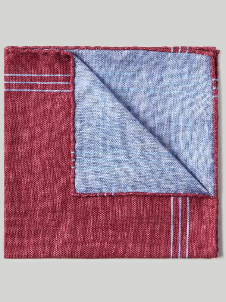 Robert Talbott Collins Reversible Silk Pocket Square in Burgundy/sky Cover