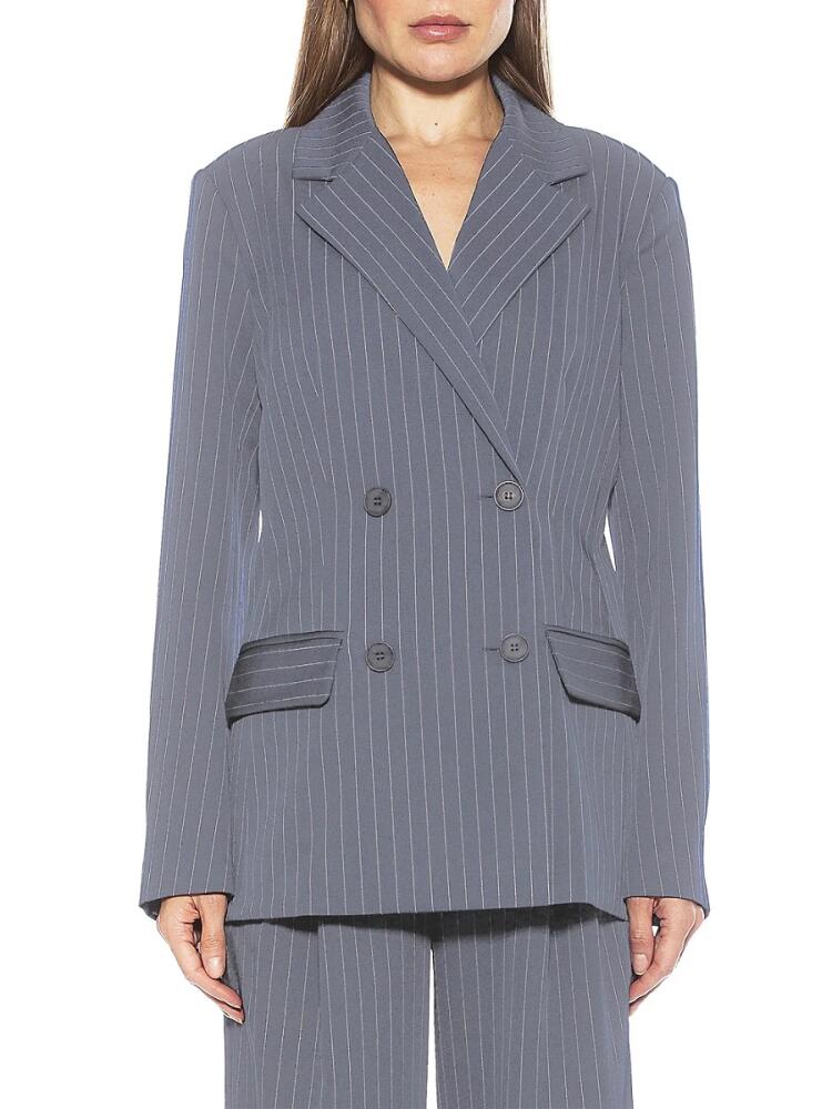 Alexia Admor Women's Pinstripe Double Breasted Blazer - Grey Stripe Cover