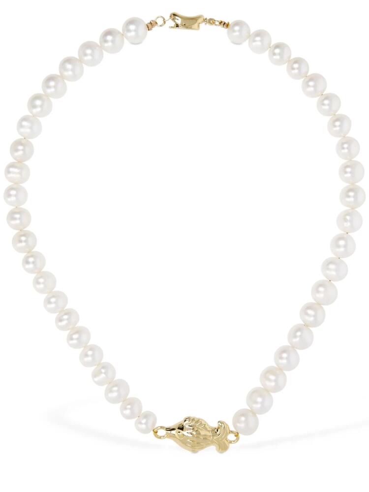 TIMELESS PEARLY Fish Charm Pearl Collar Necklace Cover