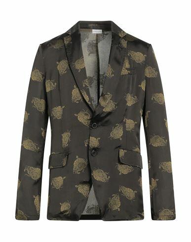 Dries Van Noten Man Blazer Military green Viscose, Silk Cover