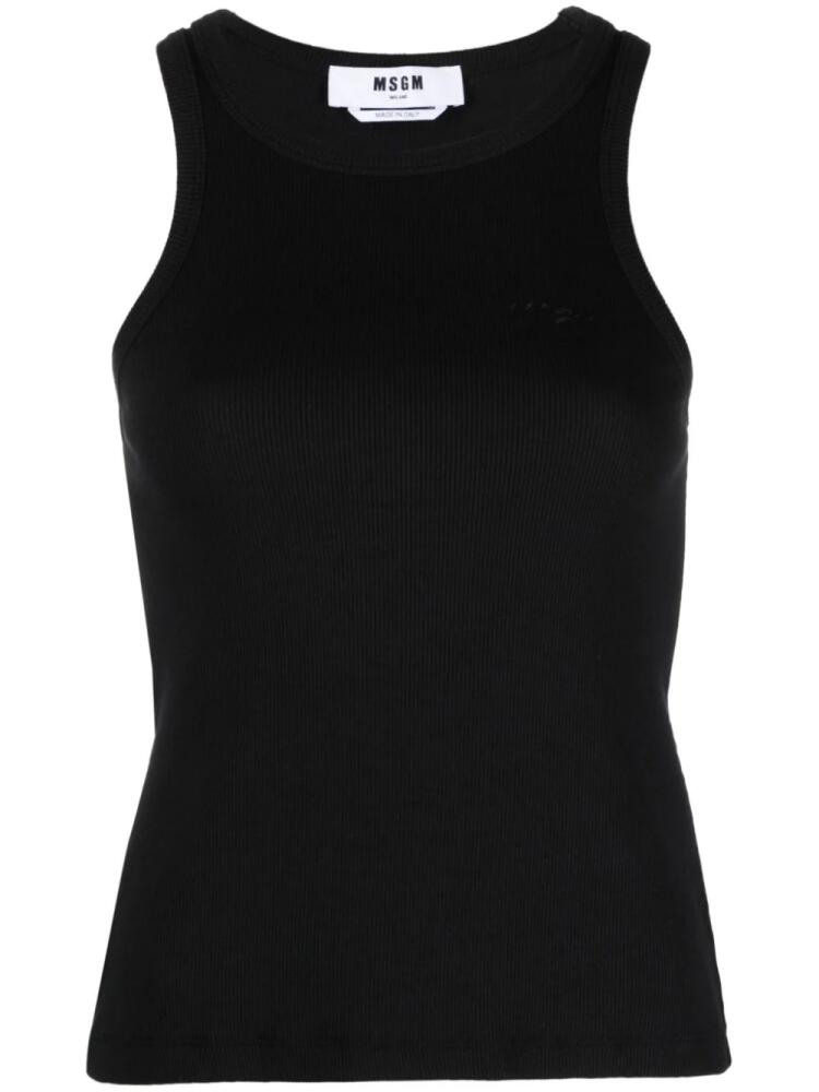 MSGM embroidered-logo ribbed tank top - Black Cover