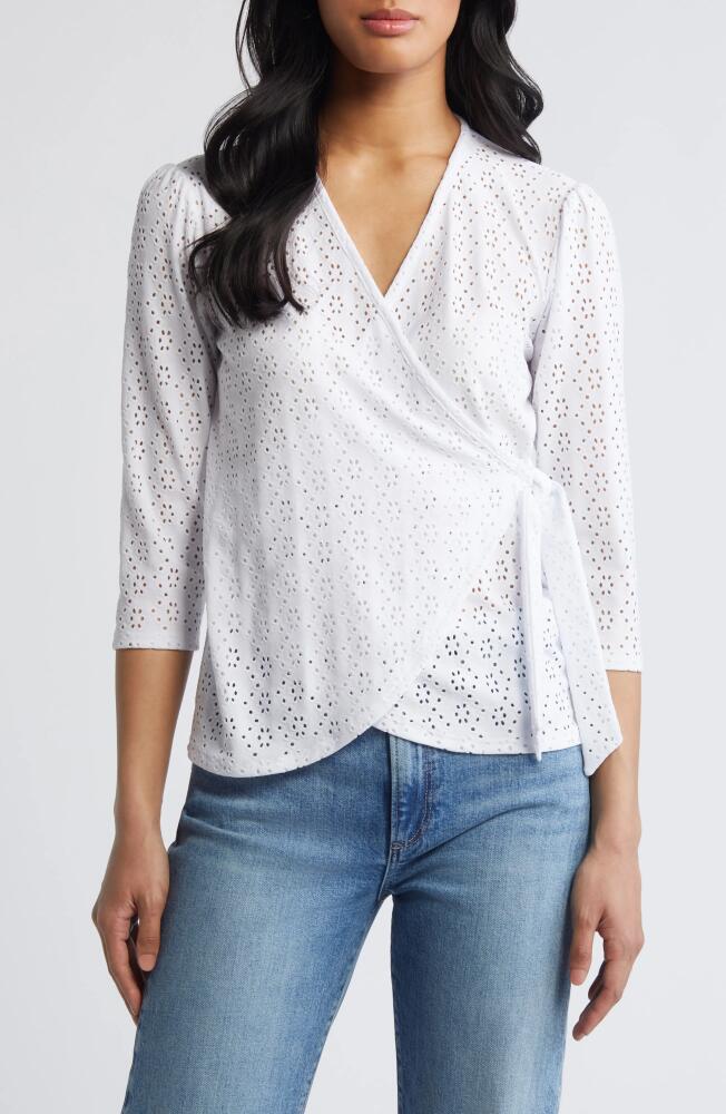 Loveappella Eyelet Wrap Top in White Cover