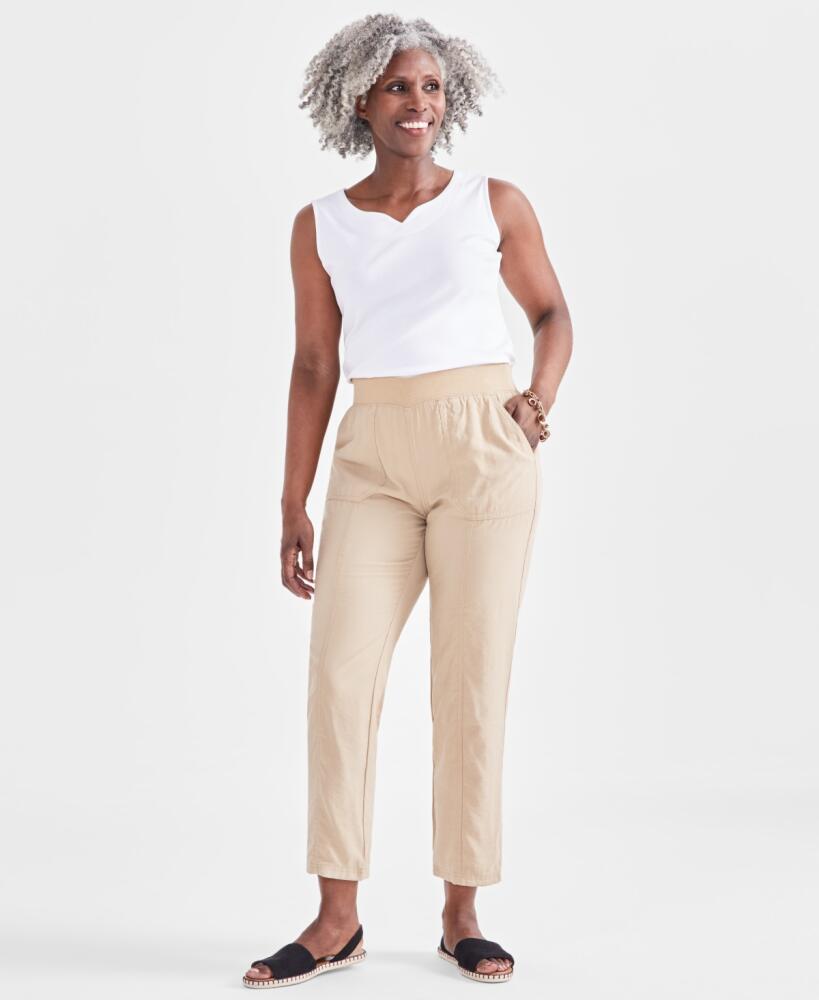 Style & Co Petite Mid Rise Pull-On Ankle Pants, Created for Macy's - Travertine Tile Cover