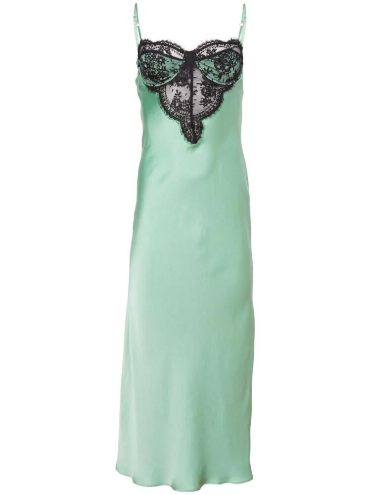 Fleur Du Mal lace-panelling silk-blend dress - Green Cover