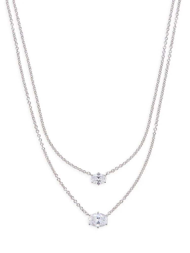 Adriana Orsini Women's Nolita Double Oval Rhodium Plated & Cubic Zirconia Layered Necklace Cover