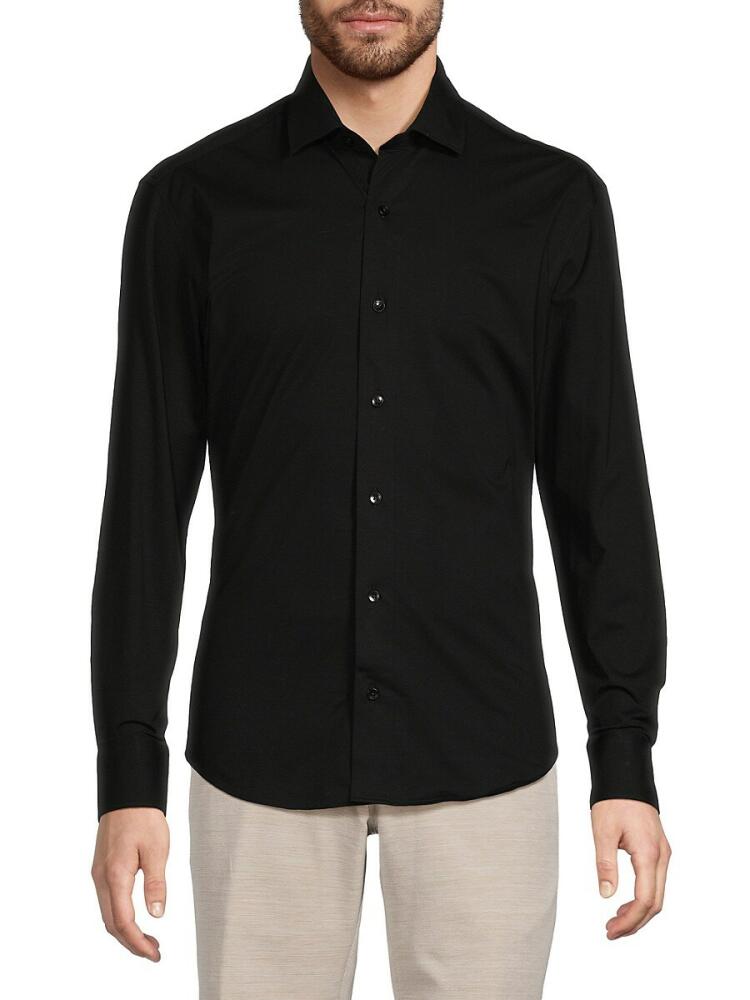 Bertigo Men's Long Sleeve Button Down Shirt - Black Cover