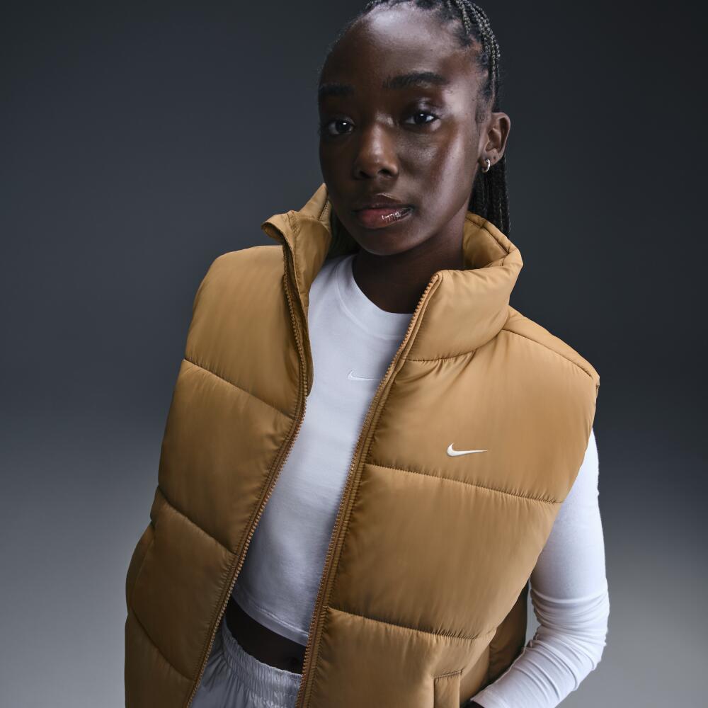 Women's Nike Sportswear Classic Puffer Therma-FIT Loose Vest in Brown Cover