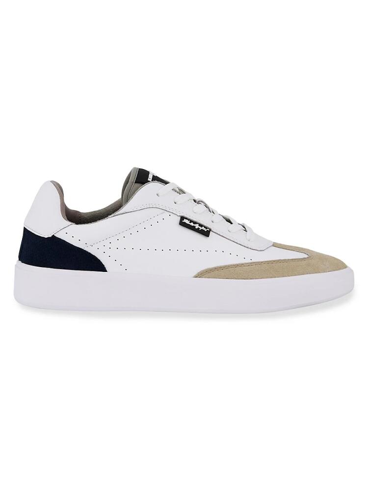 Karl Lagerfeld Paris Men's Contrast Leather Low Top Sneakers - White Cover