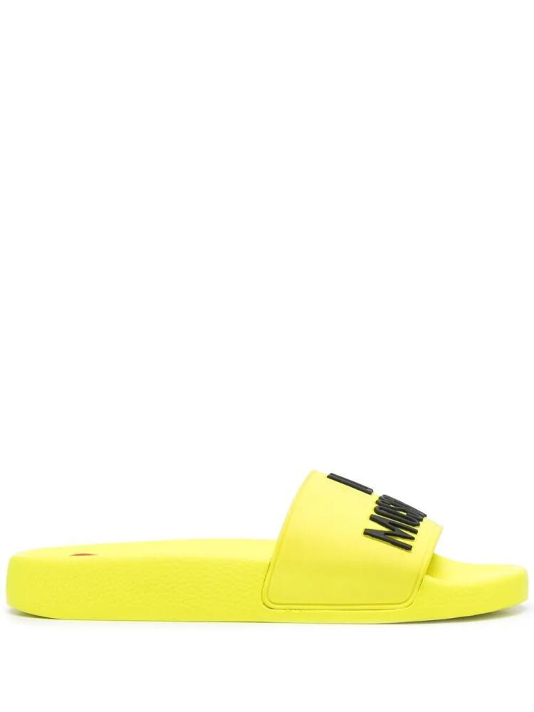 Love Moschino logo-embossed slides - Yellow Cover