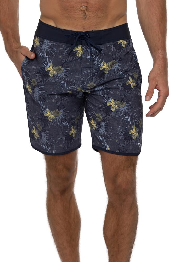 TravisMathew Becan Ruins Scallop Swim Trunks in Heather Dress Blues Cover