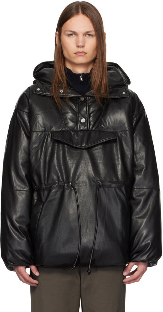 Nanushka Black Osana Faux-Leather Down Jacket Cover