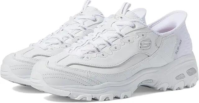 SKECHERS D'Lites New Scene Hands Free Slip - Ins (White Silver) Women's Shoes Cover