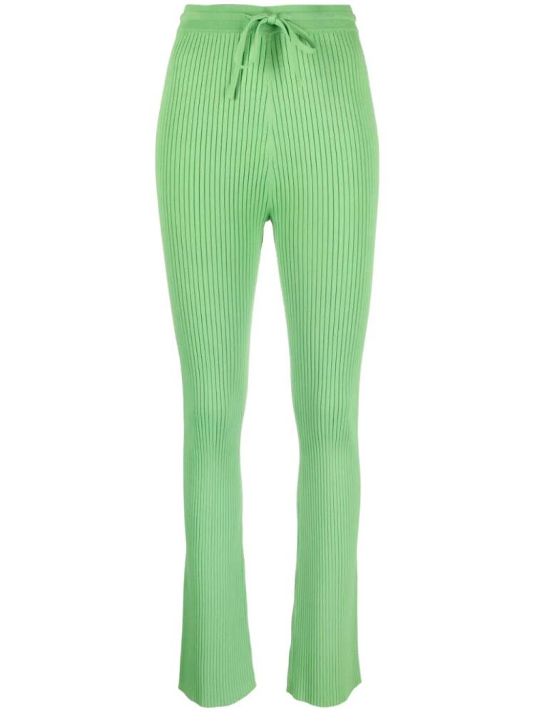 Nanushka Cornelie ribbed-knit flared trousers - Green Cover