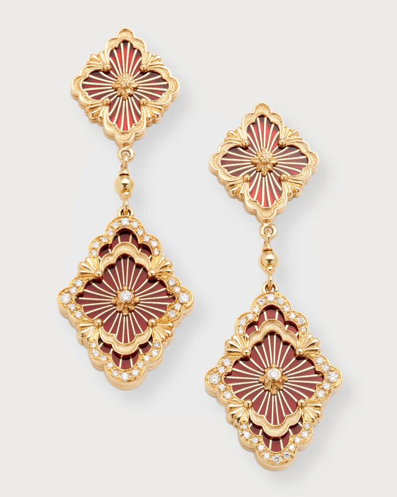 Buccellati Opera Tulle 18K Gold Red Enamel Diamond Earrings Cover