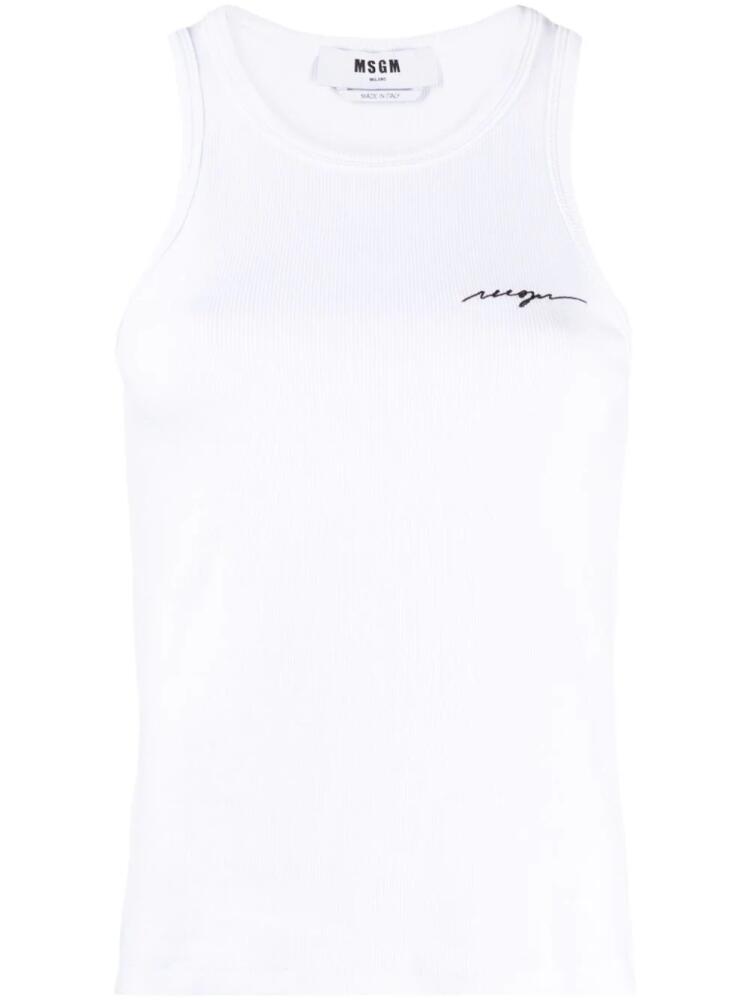 MSGM embroidered-logo ribbed tank top - White Cover