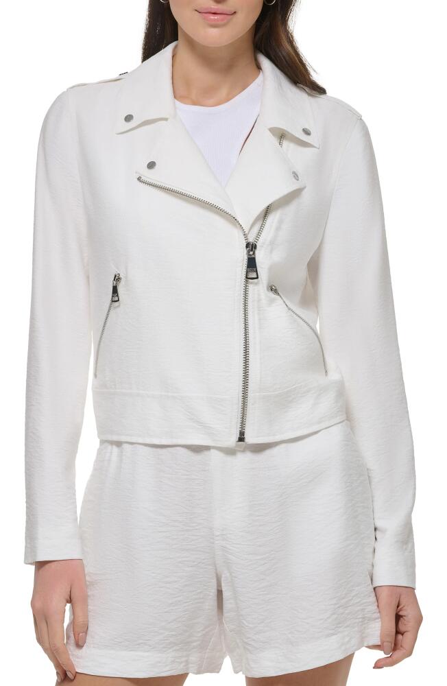 DKNY Crinkle Moto Jacket in White Cover